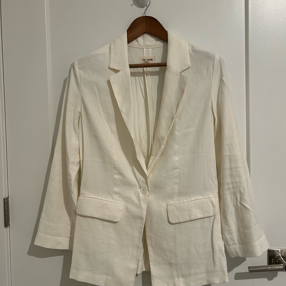 Open Edit Relaxed Blazer Cream - Size XS